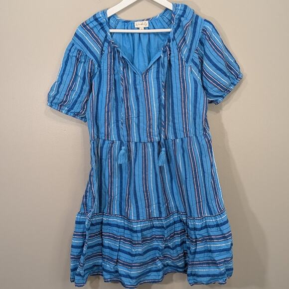 Wonderly Dresses & Skirts - Wonderly Dress Split Neck Mini Cotton Brunch Breezy Coastal Boho Chic - Size M